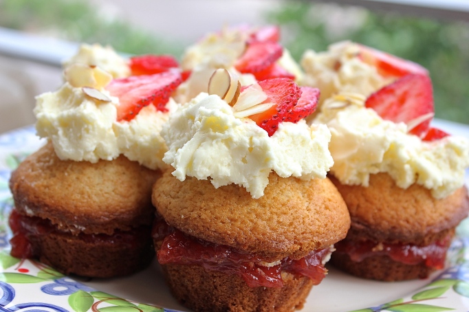 Strawberry Muffins w/ Mascarpone Whipped Cream